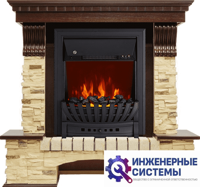 Каминокомплект Royal Flame Pierre Luxe Темный дуб/Сланец с очагом Aspen Black