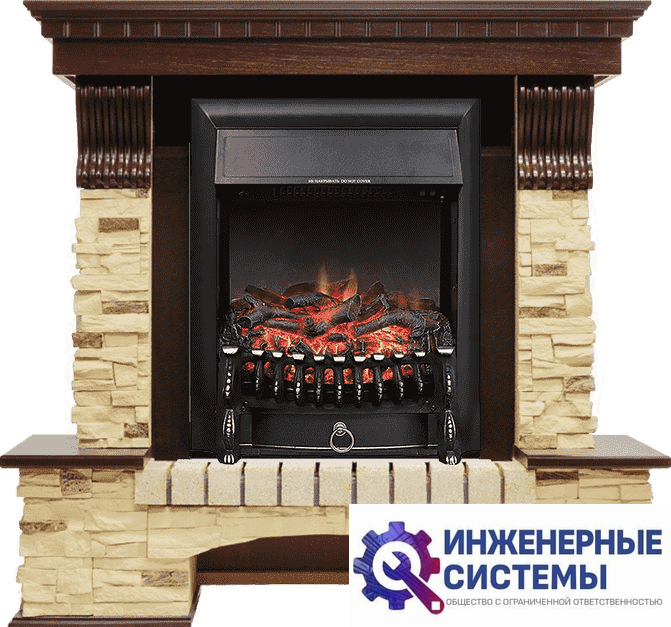 Каминокомплект Royal Flame Pierre Luxe Темный дуб/Сланец с очагом Fobos FX Black