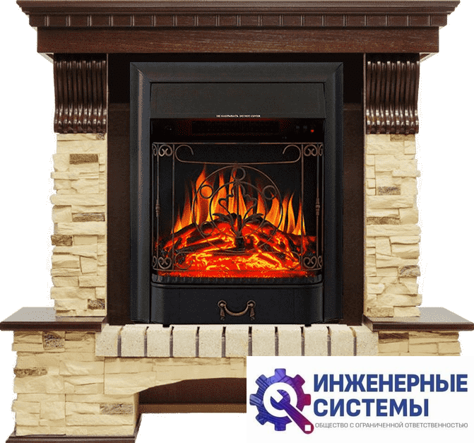 Каминокомплект Royal Flame Pierre Luxe Темный дуб/Сланец с очагом Majestic FX Black
