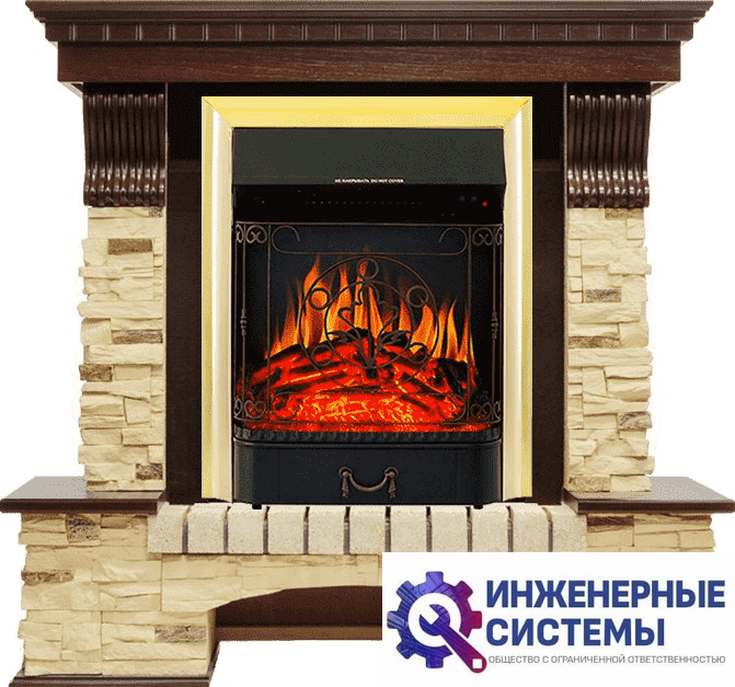 Каминокомплект Royal Flame Pierre Luxe Темный дуб/Сланец с очагом Majestic FX Brass