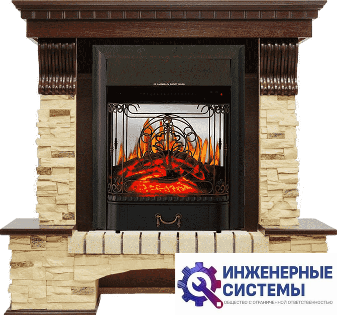 Каминокомплект Royal Flame Pierre Luxe Темный дуб/Сланец с очагом Majestic FX M Black