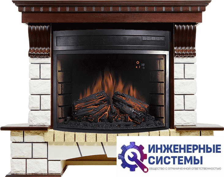 Каминокомплект Royal Flame Pierre Luxe угловой Темный дуб/Белый с очагом Dioramic 28 LED FX