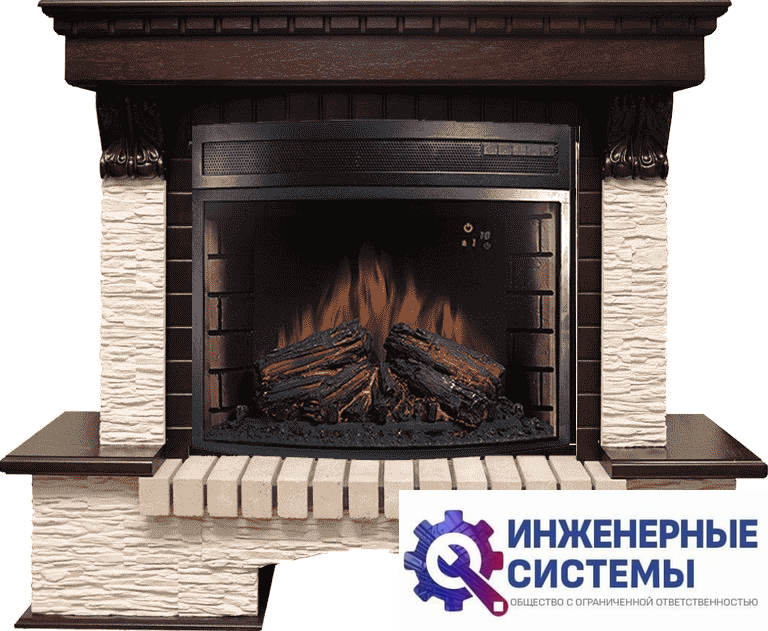 Каминокомплект Royal Flame Pierre Luxe угловой Темный дуб/Сланец бежевый с очагом Dioramic 28 LED FX