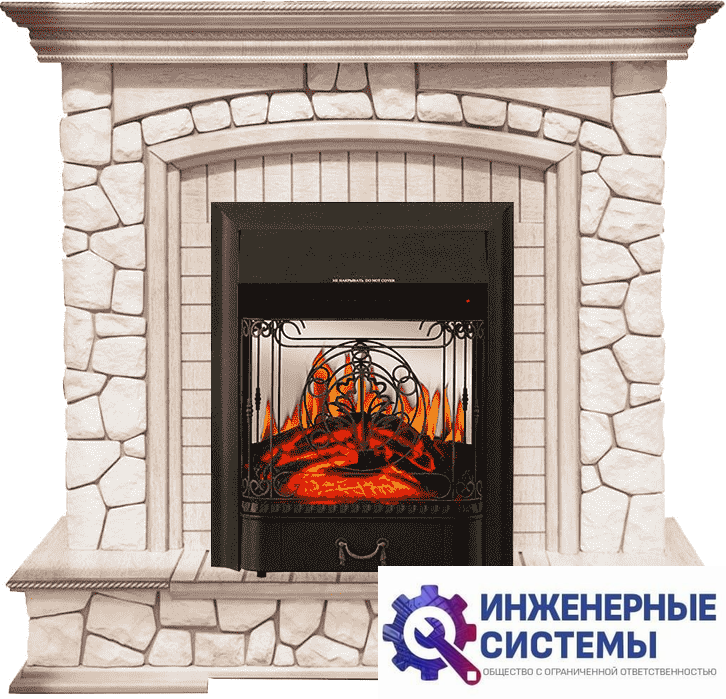 Каминокомплект Royal Flame Preston Белый/Слоновая кость с патиной с очагом Majestic FX M Black