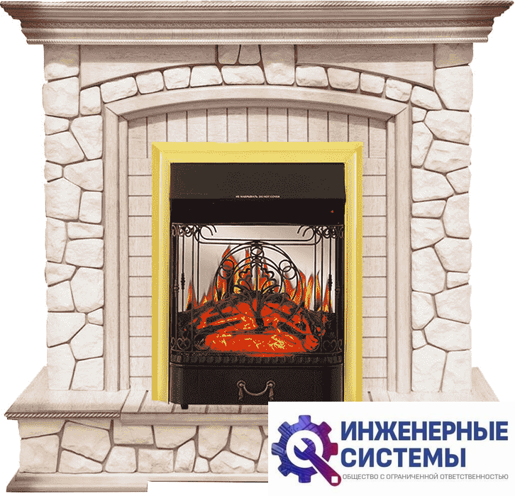 Каминокомплект Royal Flame Preston Белый/Слоновая кость с патиной с очагом Majestic FX M Brass