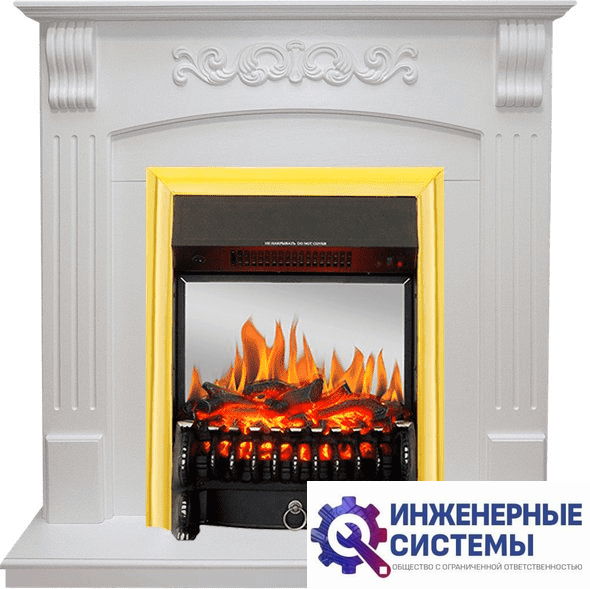 Каминокомплект Royal Flame Sorrento Белый дуб с очагом Fobos FX M Brass