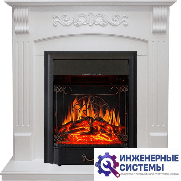 Каминокомплект Royal Flame Sorrento угловой Белый дуб с очагом Majestic FX Black