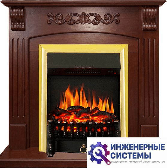 Каминокомплект Royal Flame Sorrento угловой Орех с очагом Fobos FX Brass