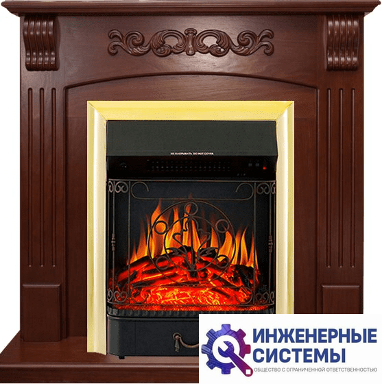 Каминокомплект Royal Flame Sorrento угловой Орех с очагом Majestic FX Brass