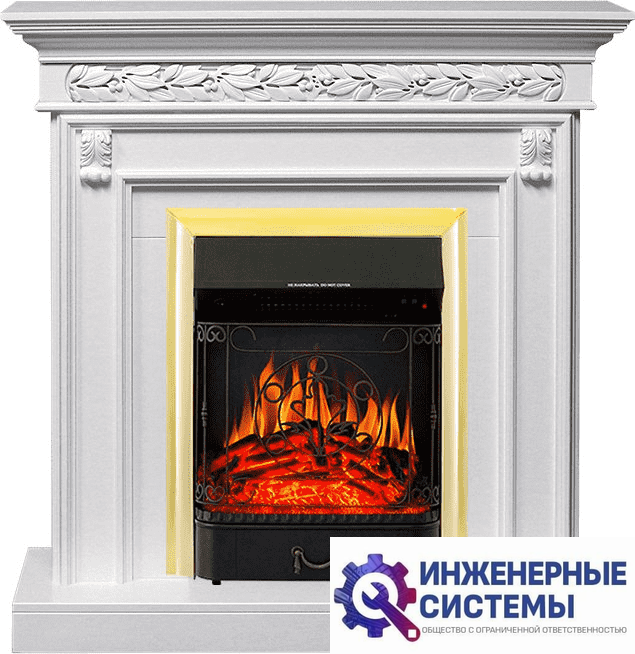 Каминокомплект Royal Flame Valletta Белый с очагом Majestic FX Brass