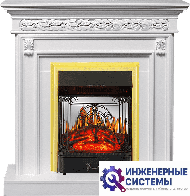 Каминокомплект Royal Flame Valletta Белый с очагом Majestic FX M Brass