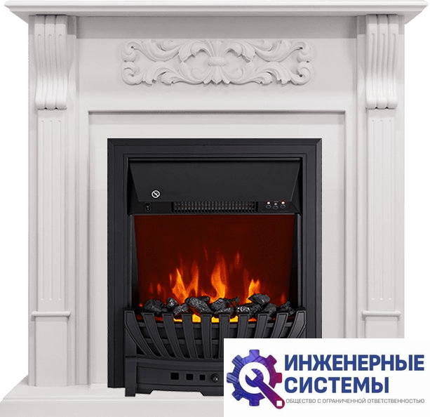 Каминокомплект Royal Flame Venice Фактурный белый с очагом Aspen Black