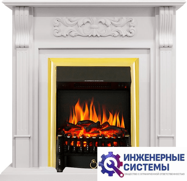 Каминокомплект Royal Flame Venice Фактурный белый с очагом Fobos FX Brass