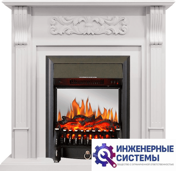 Каминокомплект Royal Flame Venice Фактурный белый с очагом Fobos FX M Black
