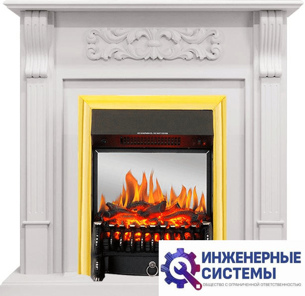 Каминокомплект Royal Flame Venice Фактурный белый с очагом Fobos FX M Brass