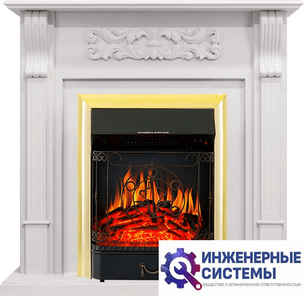 Каминокомплект Royal Flame Venice Фактурный белый с очагом Majestic FX Brass