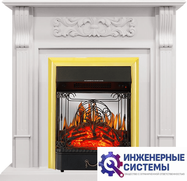 Каминокомплект Royal Flame Venice Фактурный белый с очагом Majestic FX M Brass