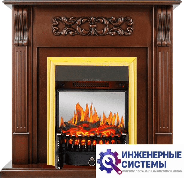 Каминокомплект Royal Flame Venice Махагон коричневый антик с очагом Fobos FX M Brass