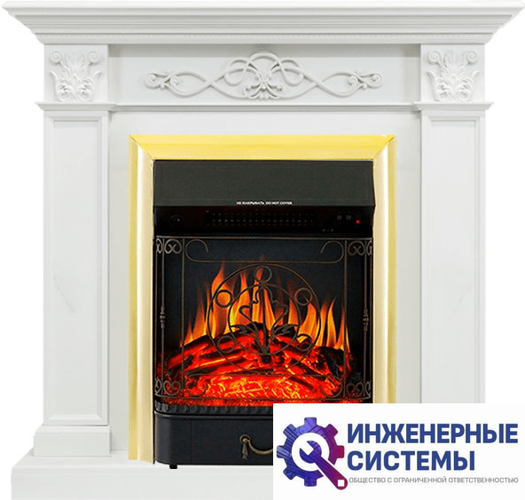 Каминокомплект Royal Flame Verona Белый дуб с очагом Majestic FX Brass