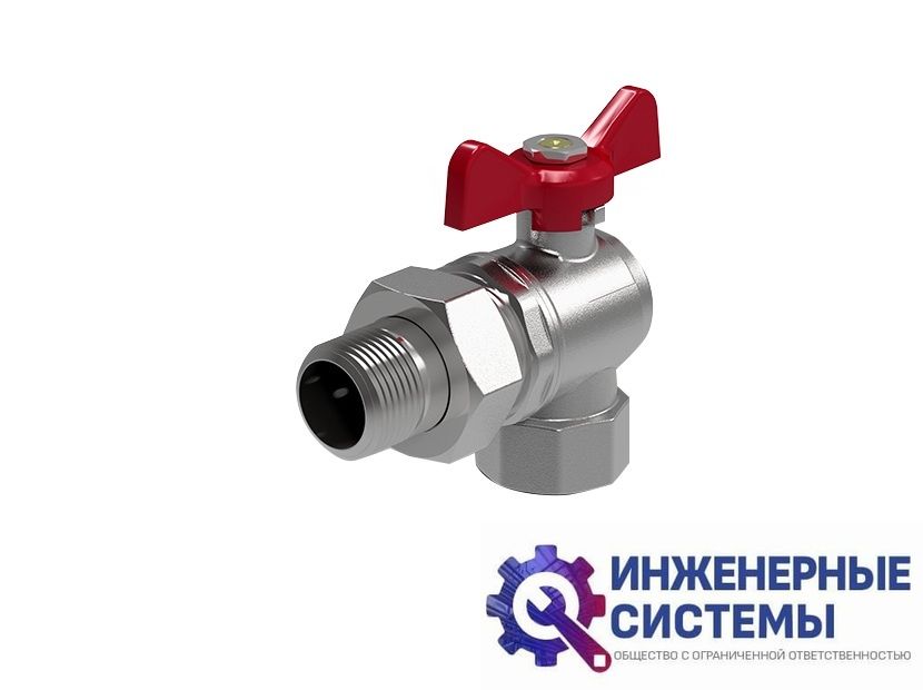 Кран шаровый угловой Optimal 1" НГ, бабочка