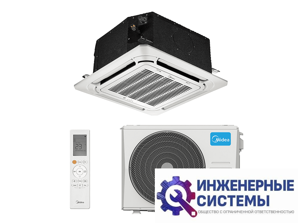 Midea MCA3U-12HRFNX(GA)/MOX230-12HFN8-Q(GA)/T-MBQ4-03E кассетный кондиционер 3,5 кВт