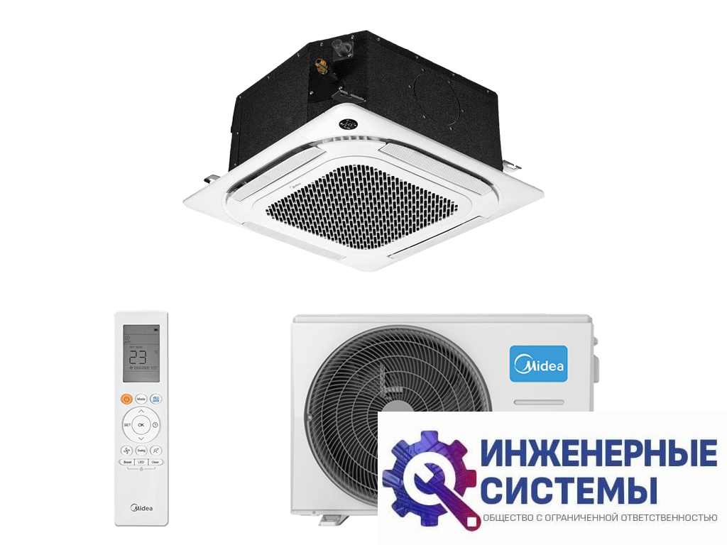 Midea MCA4U-18HRFNX-Q(GA)/MOX330U-18HFN8-Q(GA)/T-MBQ4-03AWD кассетный кондиционер 5 кВт