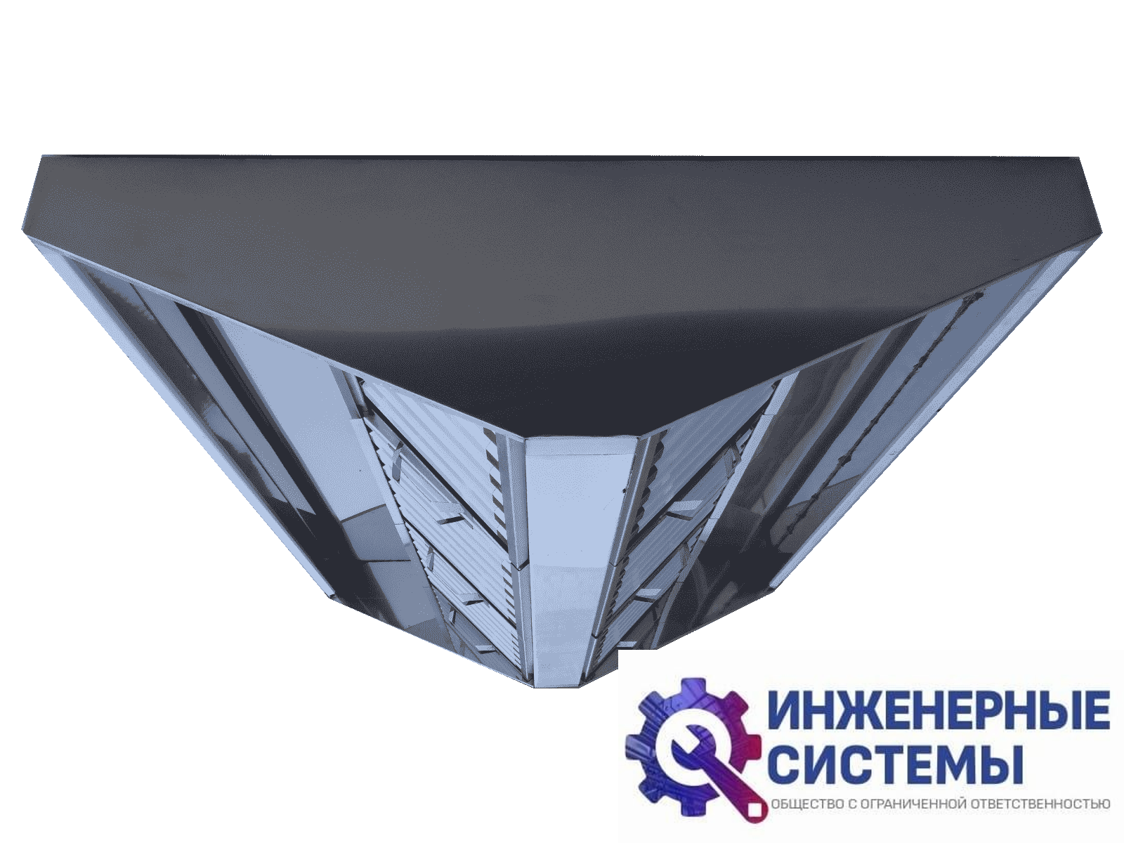 Зонт вытяжной островной ZVO-1-1400х1400-400 тип 1