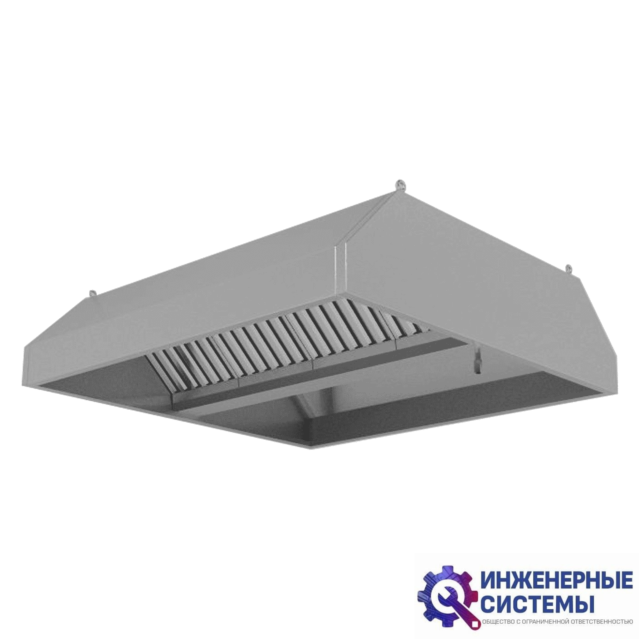Зонт вытяжной островной ZVO-2-1200х1000-400 тип 2