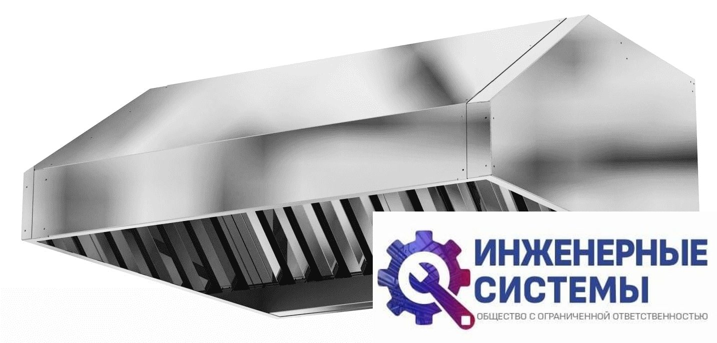Зонт вытяжной пристенный ZVP-2-800x1600-400 тип 2
