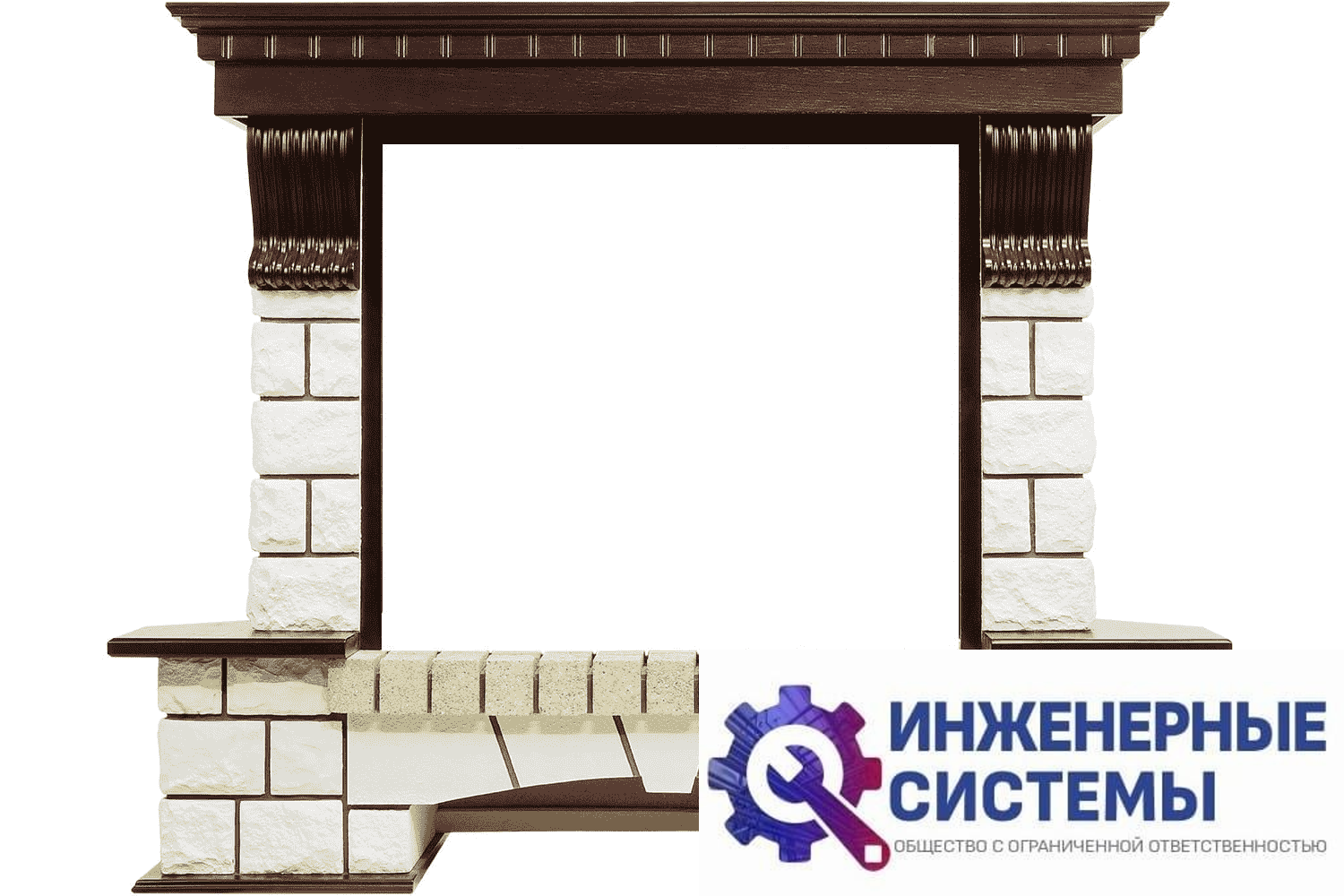 Royal Flame Pierre Luxe портал для камина Темный дуб с белым