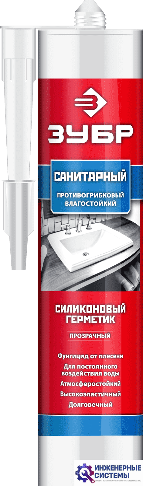 Силиконовый герметик Зубр санитарный, прозрачный