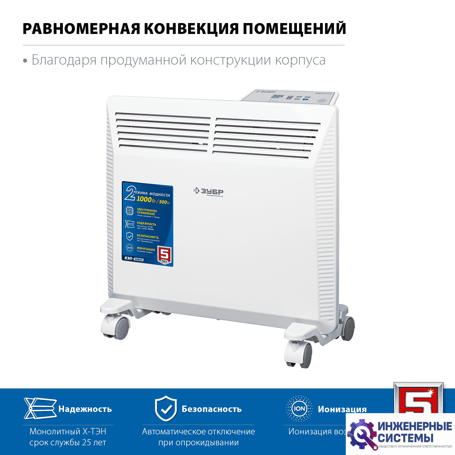 Зубр КЭП-1000 электрический конвектор