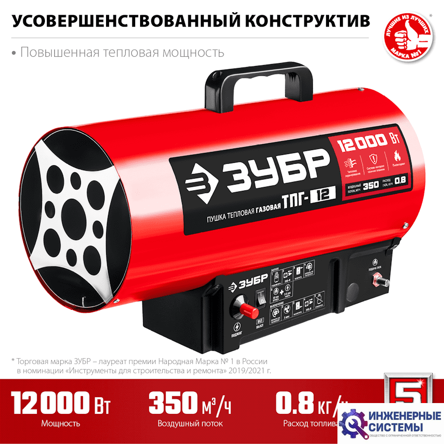 Зубр ТПГ-12 газовая тепловая пушка