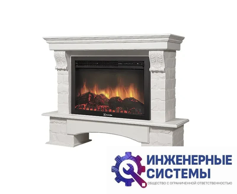 Firelight Forte 30S портал для камина камень белый, шпон белёный дуб, фото 2