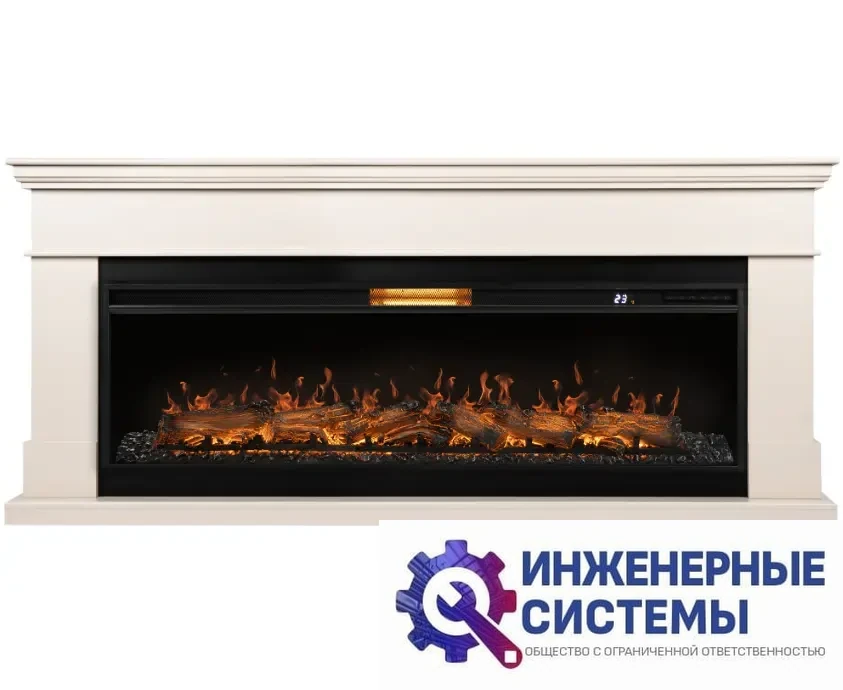 Каминокомплект: Очаг Royal Thermo Aurora RTFP/P-AR60LS, портал California 60 IV, молочный, фото 2