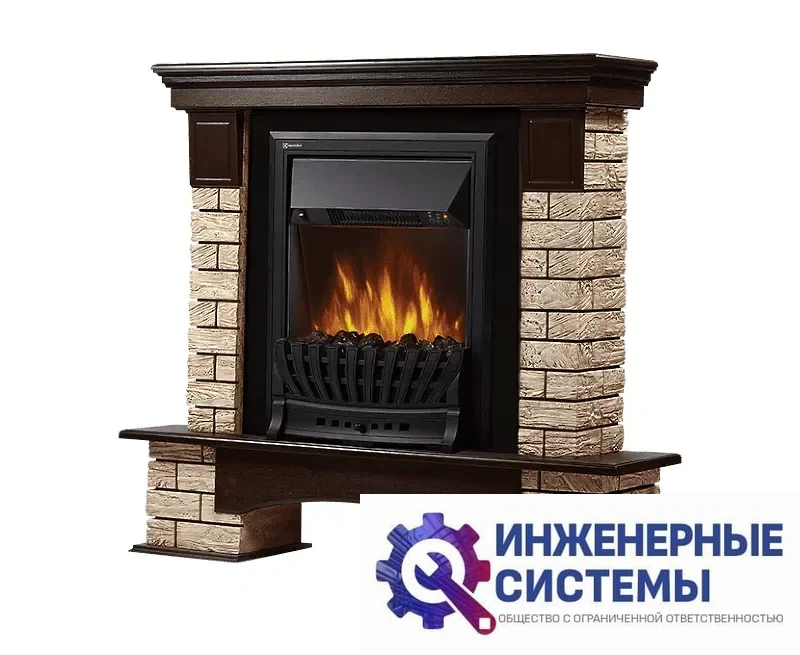 Firelight Forte Wood Classic портал для камина камень коричневый, шпон темный дуб, фото 2