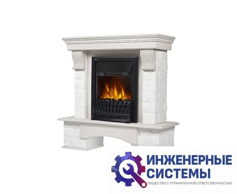 Firelight Forte Classic портал для камина камень белый, шпон беленый дуб, фото 2