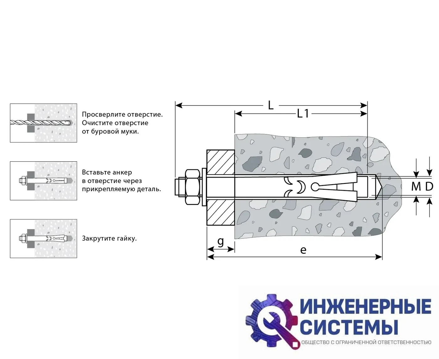 Болты анкерные с гайкой Зубр 12х60 мм коробка, фото 2
