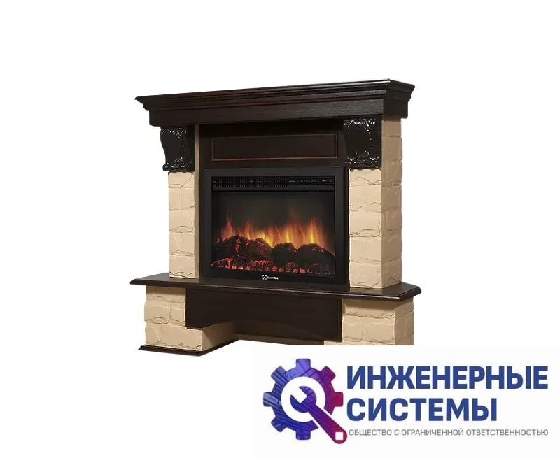 Firelight Forte 25S портал для камина камень бежевый, шпон Темный дуб, фото 2