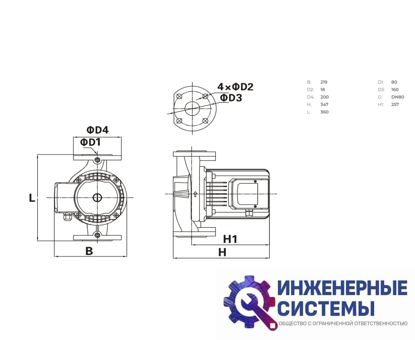 Onis CWR80-12F-360 насос циркуляционный, фото 2