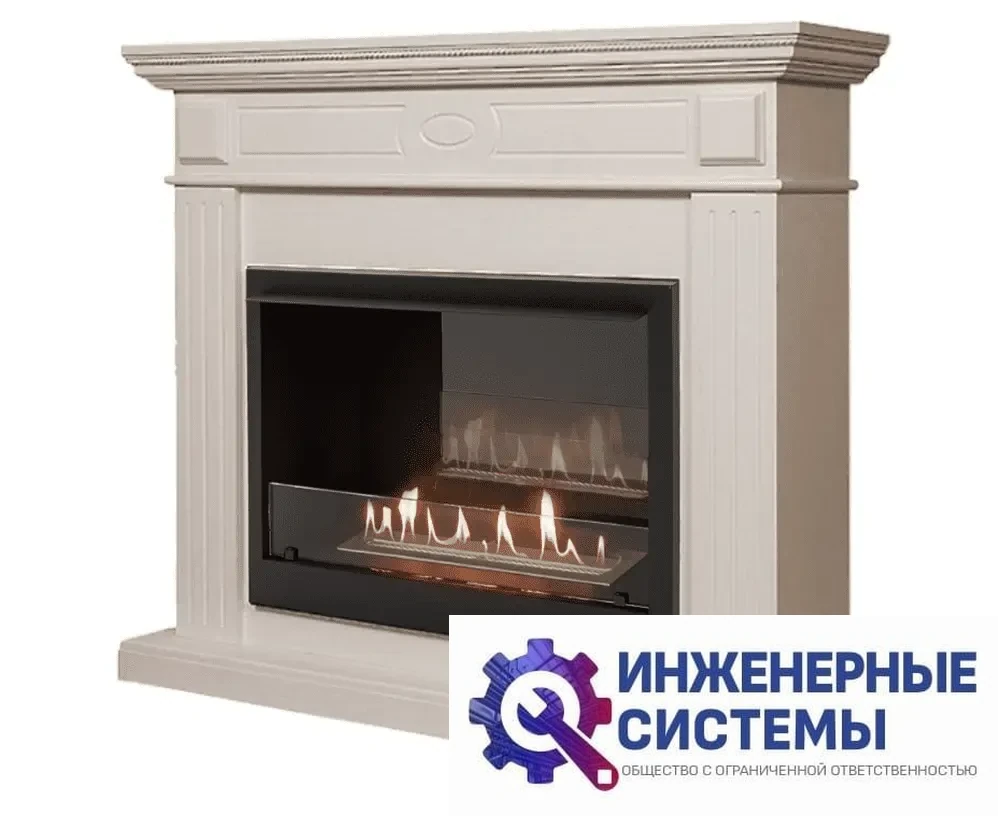 Каминокомплект: Биокамин Firelight BFP/P-2520, портал Bianco 25 шпон белёный дуб, фото 2