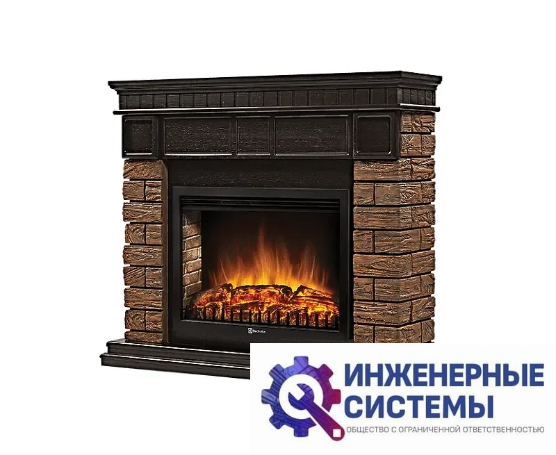 Firelight Bricks Wood 30 портал для камина камень темный, шпон венге, фото 2