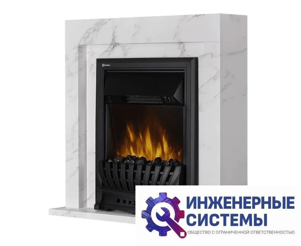 Каминокомплект: Очаг Electrolux EFP/P-1020LS, портал Simple Classic белый мрамор, фото 2