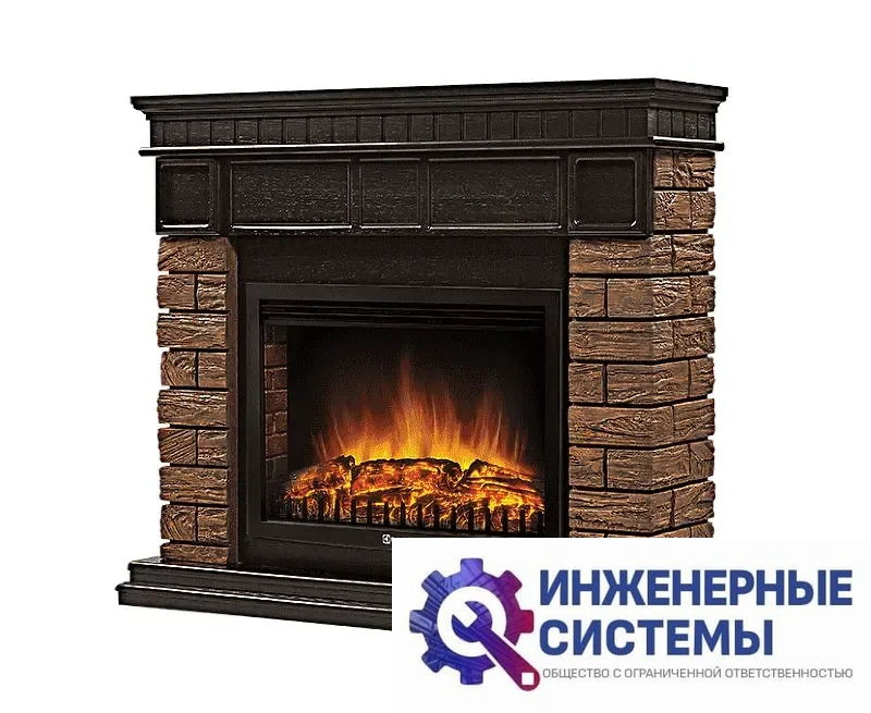 Firelight Bricks Wood 25 портал для камина камень темный, шпон венге, фото 2