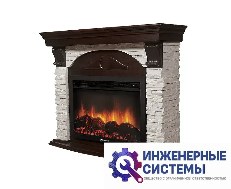 Firelight Torre 30S портал для камина камень белый, шпон темный дуб, фото 2