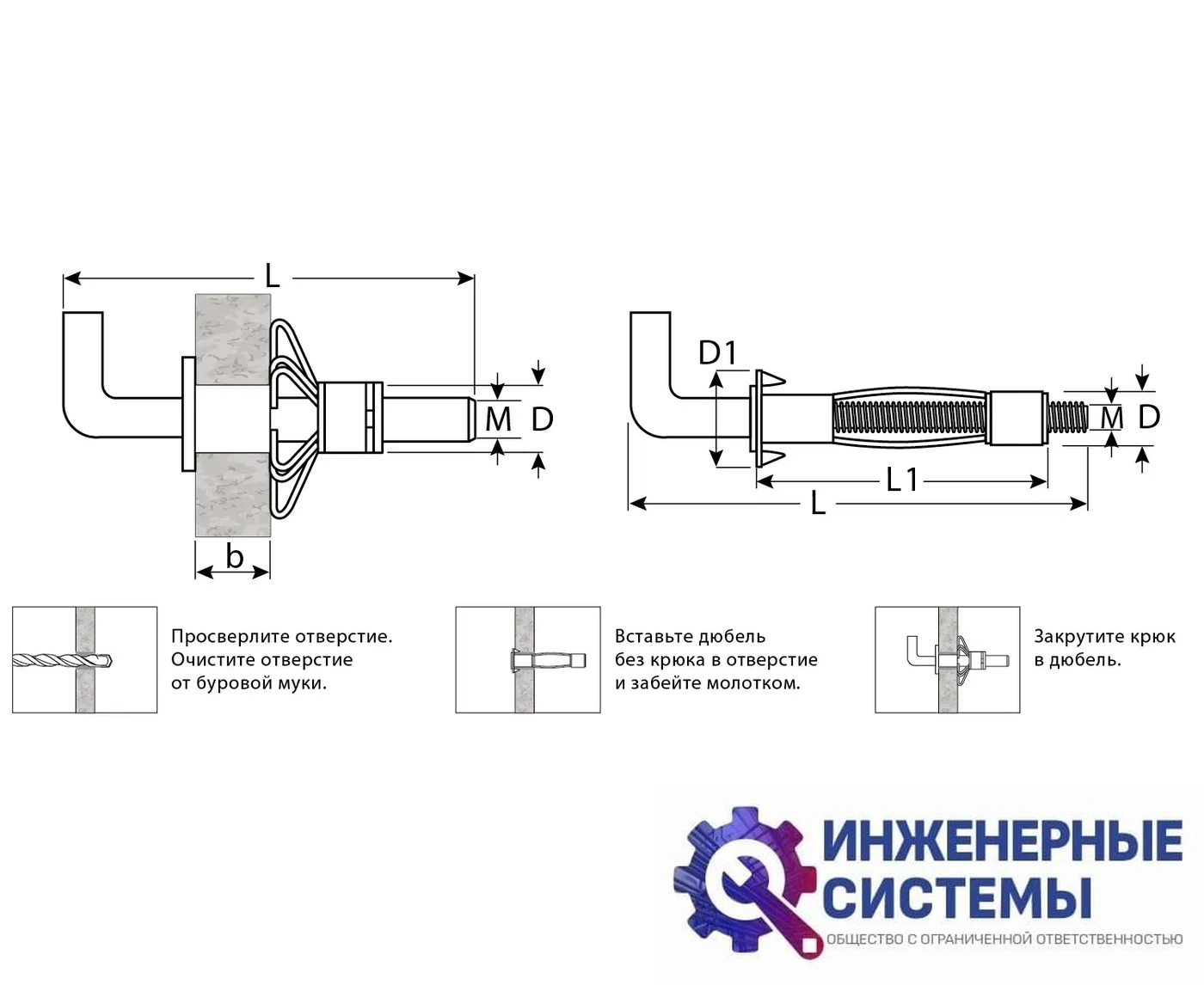 Анкеры ″МОЛЛИ″ Зубр 11х52 мм с крюком коробка, фото 2