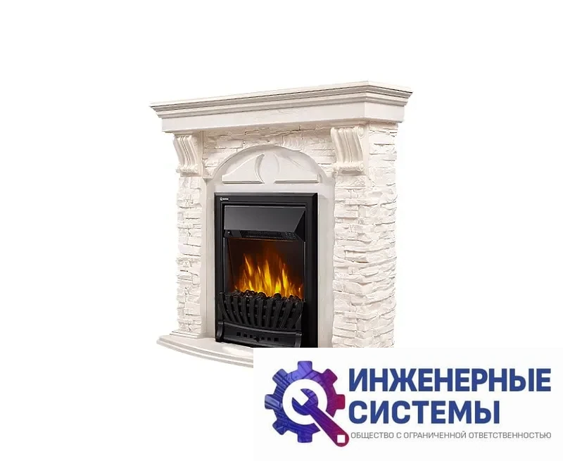 Firelight Torre Classic портал для камина камень белый, шпон беленый дуб, фото 2