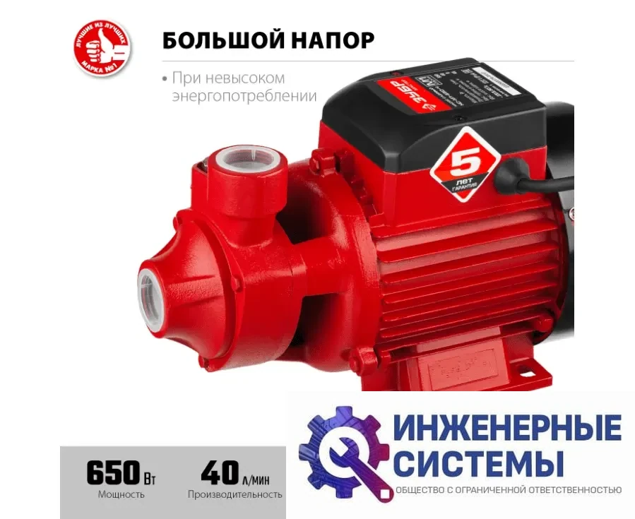 Зубр НС-М1-650-Ч насос поверхностный, фото 2