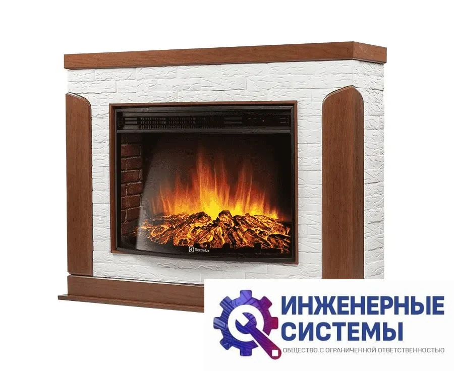 Каминокомплект: очаг Electrolux EFP/P-3020LS, портал Prestigio 30 камень белый, шпон дуб, фото 2