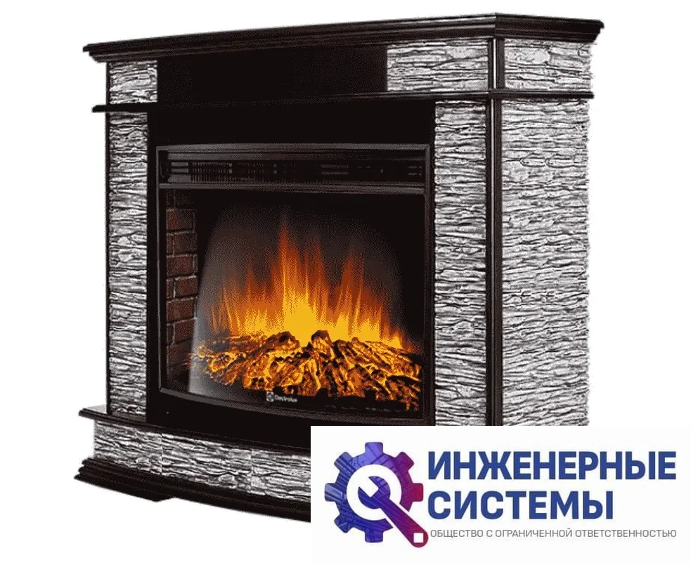 Firelight Scala 25 сланец скалистый серый, шпон венге портал для камина, фото 2